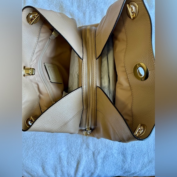 Coach Pebble Leather Eddie Shoulder Bag in Light Beechwood Color - Picture 5 of 14